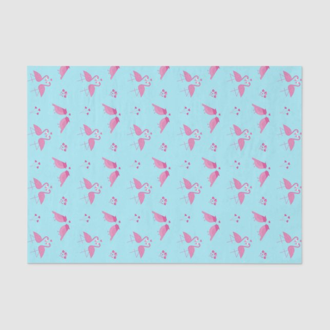 Pink Flamingo Love Birds Pattern Valentine's Day Tissue Paper (Front)