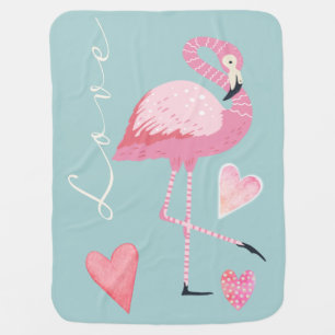 Pink Flamingo Love Blanket