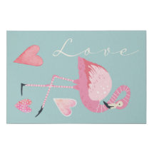 Pink Flamingo Love Faux Wrapped Canvas