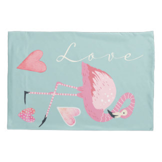 Pink Flamingo Love Pillowcase