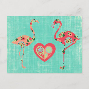 Pink Flamingo Love Postcard