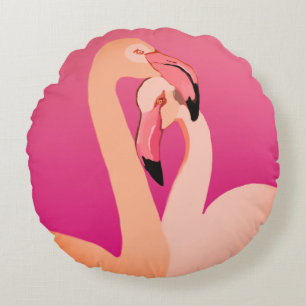 Pink, Flamingo Love Round throw cushion