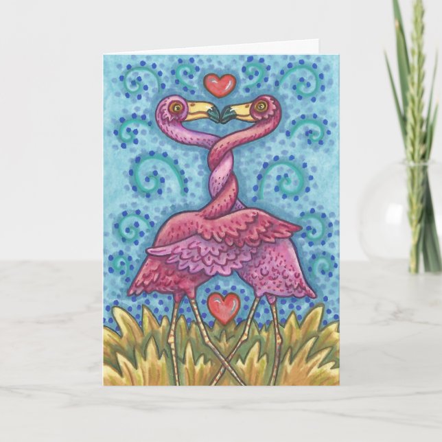 PINK FLAMINGO LOVE VALENTINE CARD *Customize (Front)