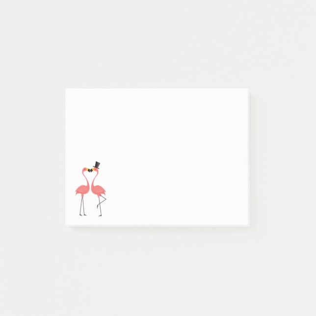 Pink Flamingo Love - Wedding Bridal Shower Post-it Notes (Front)