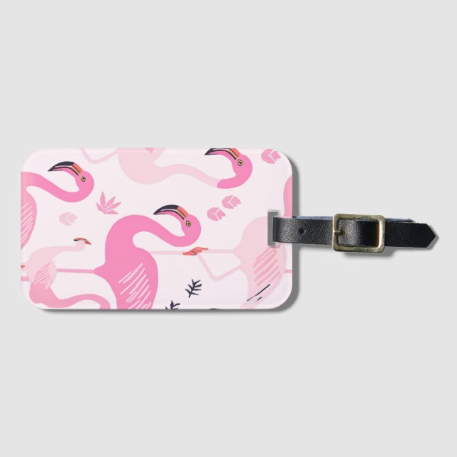 Pink Flamingo Luggage Tag (Front Horizontal)