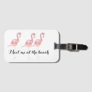 Pink Flamingo Luggage Tag for Beach Travel