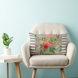 Pink Flamingo Lumbar Throw Pillow