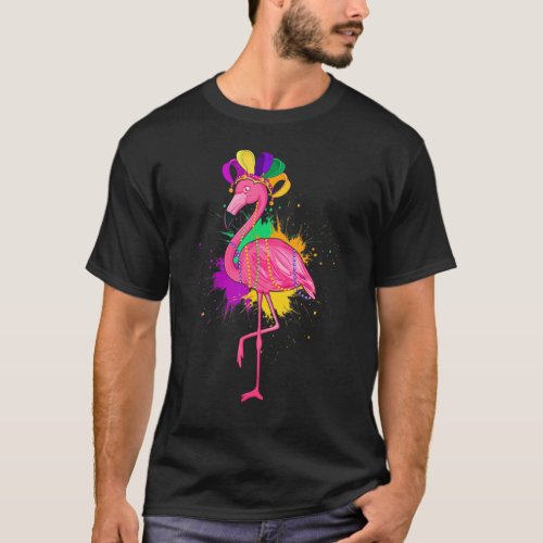 Pink Flamingo Mardi Gras Cute Animals Carnivals Fe T_Shirt