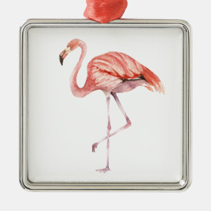 Pink Flamingo Metal Ornament