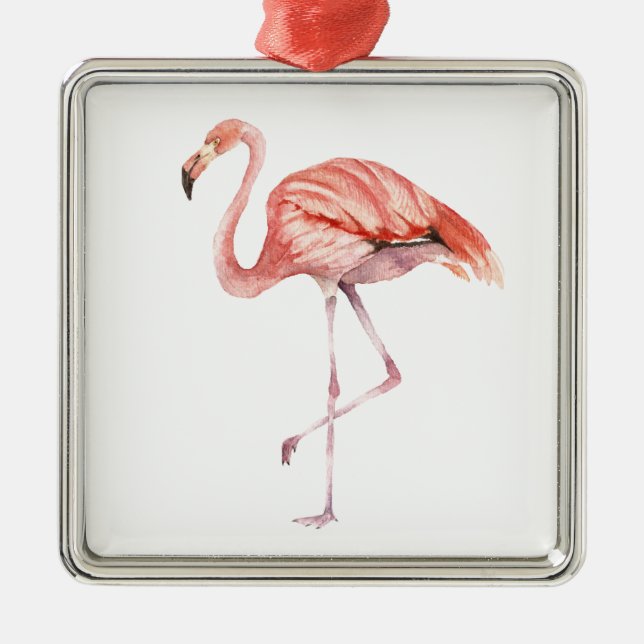 Pink Flamingo Metal Ornament (Front)