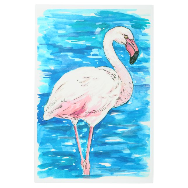 Pink flamingo metal print (Front)