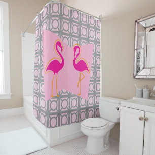 Pink Flamingo Mid-Century Modern Shower Curtain