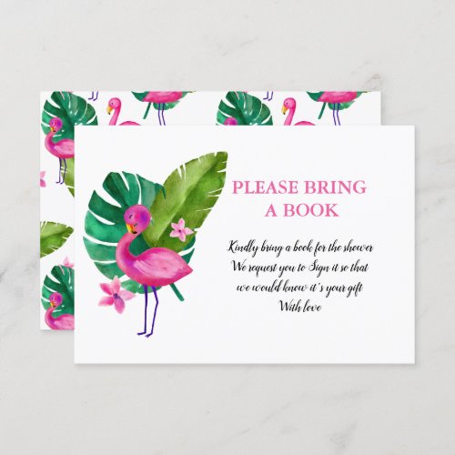 Pink Flamingo Modern Baby Shower Bring A Book Invi Invitation