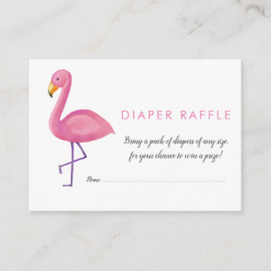 Pink Flamingo Modern Baby Shower Diaper Raffle Enclosure Card