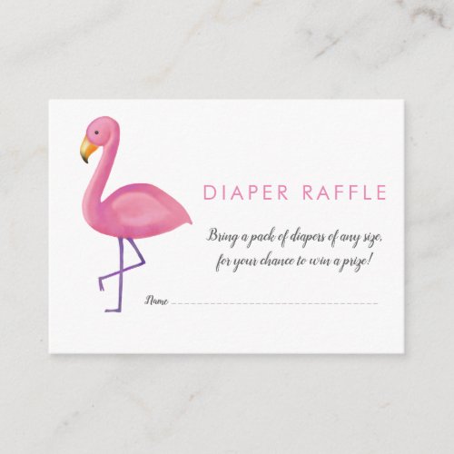 Pink Flamingo Modern Baby Shower Diaper Raffle Enclosure Card