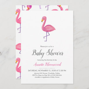 Pink Flamingo Modern Baby Shower Invitation