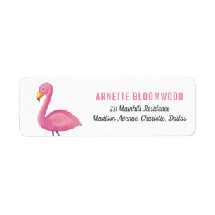 Pink Flamingo Modern Baby Shower Label