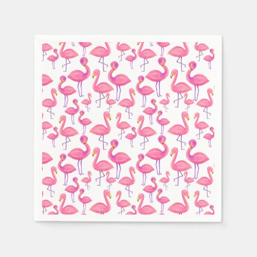 Pink Flamingo Modern Baby Shower Napkins