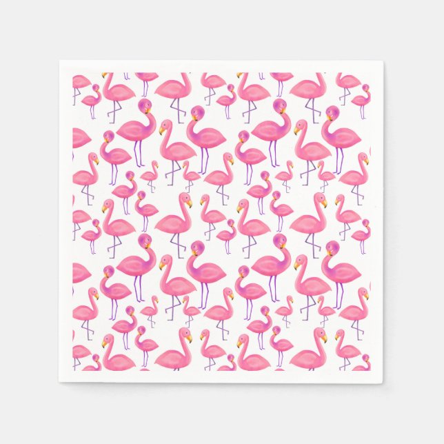 Pink Flamingo Modern Baby Shower Napkins (Front)