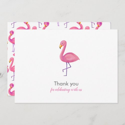 Pink Flamingo Modern Baby Shower Thank You Invitation