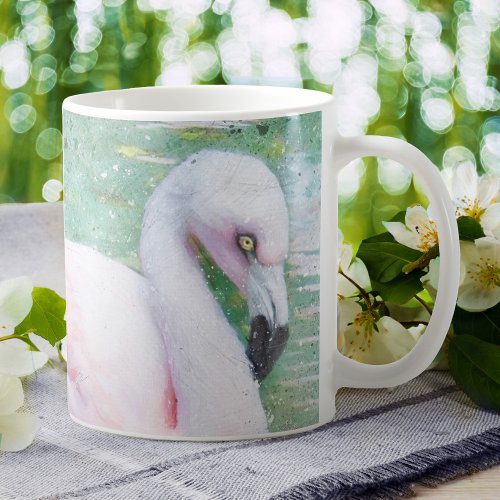 Pink Flamingo Modern Watercolor Wildlife Coffee Mug