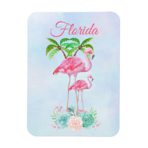 Pink Flamingo Momma & Baby Florida Magnet