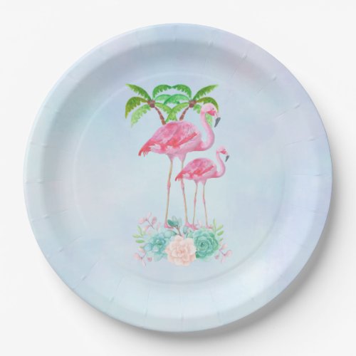 Pink Flamingo Momma  Baby Paper Plates