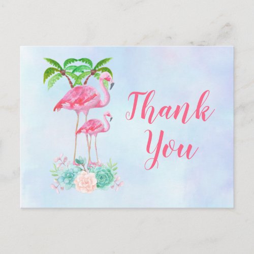 Pink Flamingo Momma  Baby Thank You Postcard