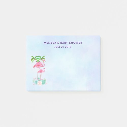 Pink Flamingo Momma  Baby with Palm Trees Post_it Notes