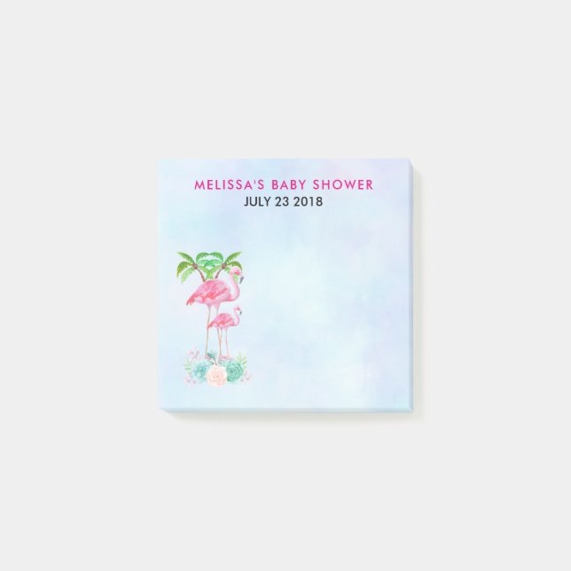 Pink Flamingo Momma & Baby with Palm Trees Post-it Notes (Front)
