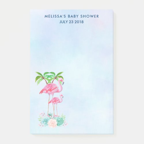 Pink Flamingo Momma  Baby with Palm Trees Post_it Notes