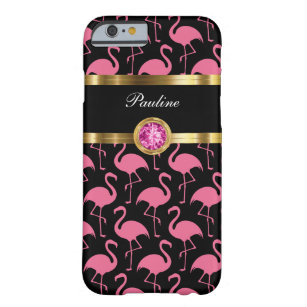 Pink Flamingo Monogram Barely There iPhone 6 Case