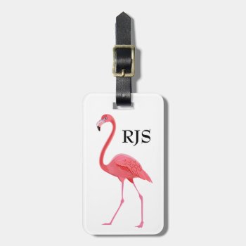 Pink Flamingo Monogram Personalize Luggage Tag by WRAPPED_TOO_TIGHT at Zazzle