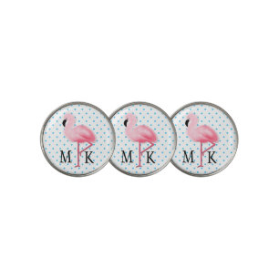 Pink Flamingo Monogrammed Golf Ball Marker