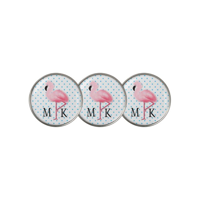 Pink Flamingo Monogrammed Golf Ball Marker (3 Up)