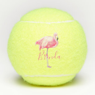 Pink Flamingo Monogrammed Tennis Balls