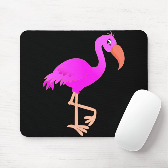 Pink Flamingo Mouse Pad - Custom Colors or Text (With Mouse)