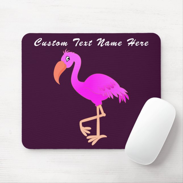 Pink Flamingo Mouse Pad with Custom Textand Colors (With Mouse)