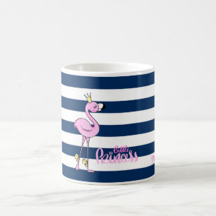 Pink Flamingo,Navy Blue Stripes,Little Princess Coffee Mug