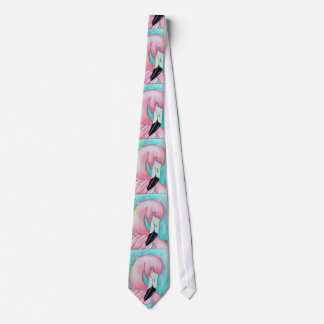 Pink flamingo neck tie
