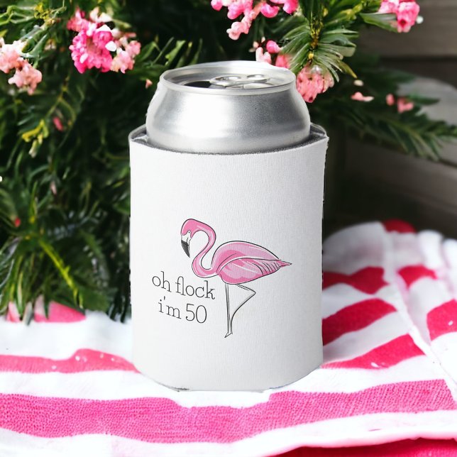 Pink Flamingo Oh Flock I'm 50 Can Cooler (Creator Uploaded)