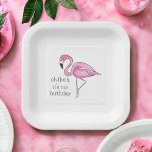 Pink Flamingo Oh Flock It's My Birthday Preppy Paper Plates<br><div class="desc">Grab these plates for the flocking birthday! The pink flamingo can be found on other items in my store,  PageCreativeDesigns.</div>