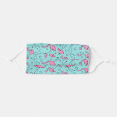 Pink Flamingo on Aqua Blue Pattern Adult Cloth Face Mask (Front, Folded)