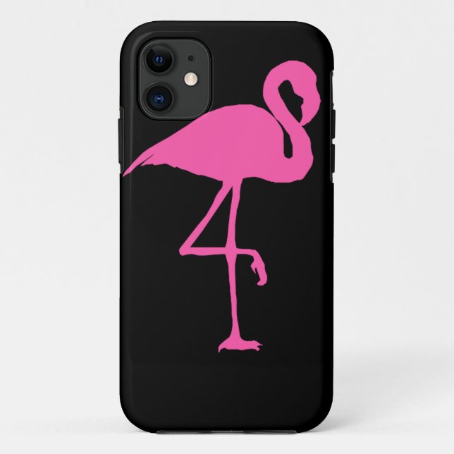 Pink Flamingo on Black Background Case-Mate iPhone Case (Back)