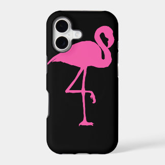 Pink Flamingo on Black Background iPhone 17 Case