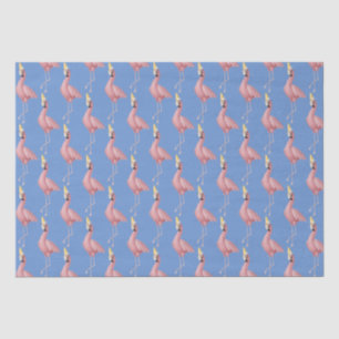Pink Flamingo on Blue Birthday Tissue Paper