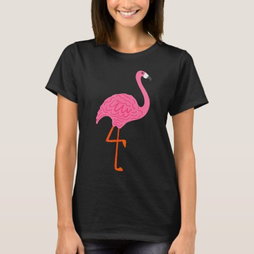 Pink Flamingo On One Leg For Bird  Nature Beach F T_Shirt
