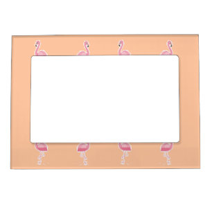 pink flamingo on pale orange magnetic frame