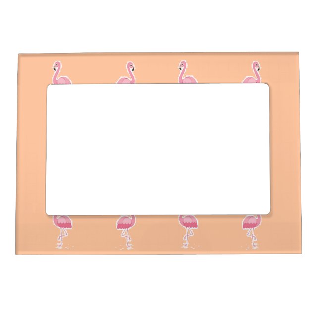 pink flamingo on pale orange magnetic frame (Front)