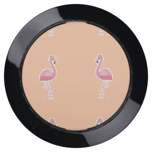 pink flamingo on pale orange USB charging station